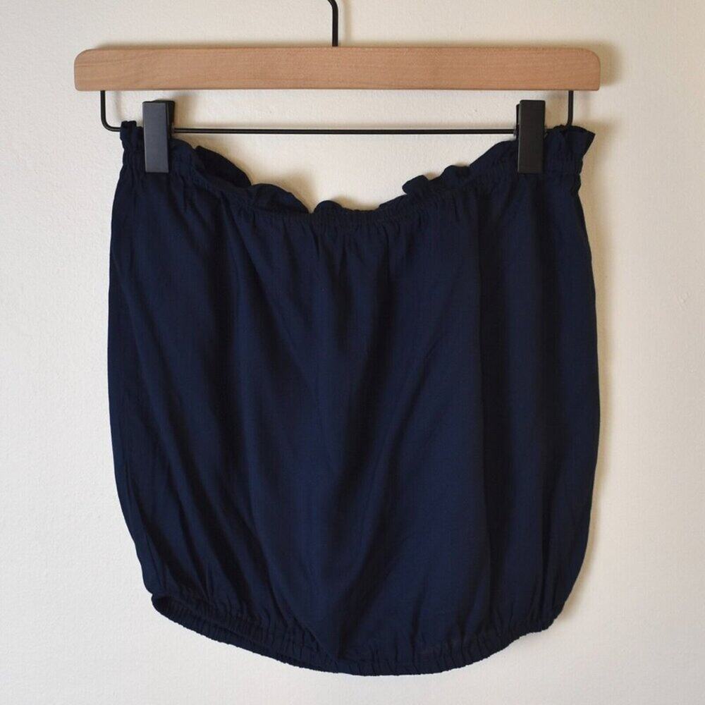 Elan Strapless Ruffle Trim Sleeveless Tube Top Royal Blue